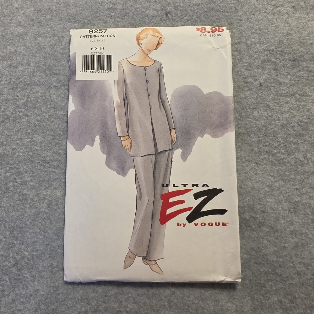 Vogue Ultra EZ 9257 Women's Pantsuit Sewing Pattern Size 6 8 10